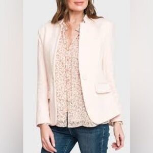 New Gibson Look Sz L Pearl Blush Pink Single Button Notch Collar Blazer